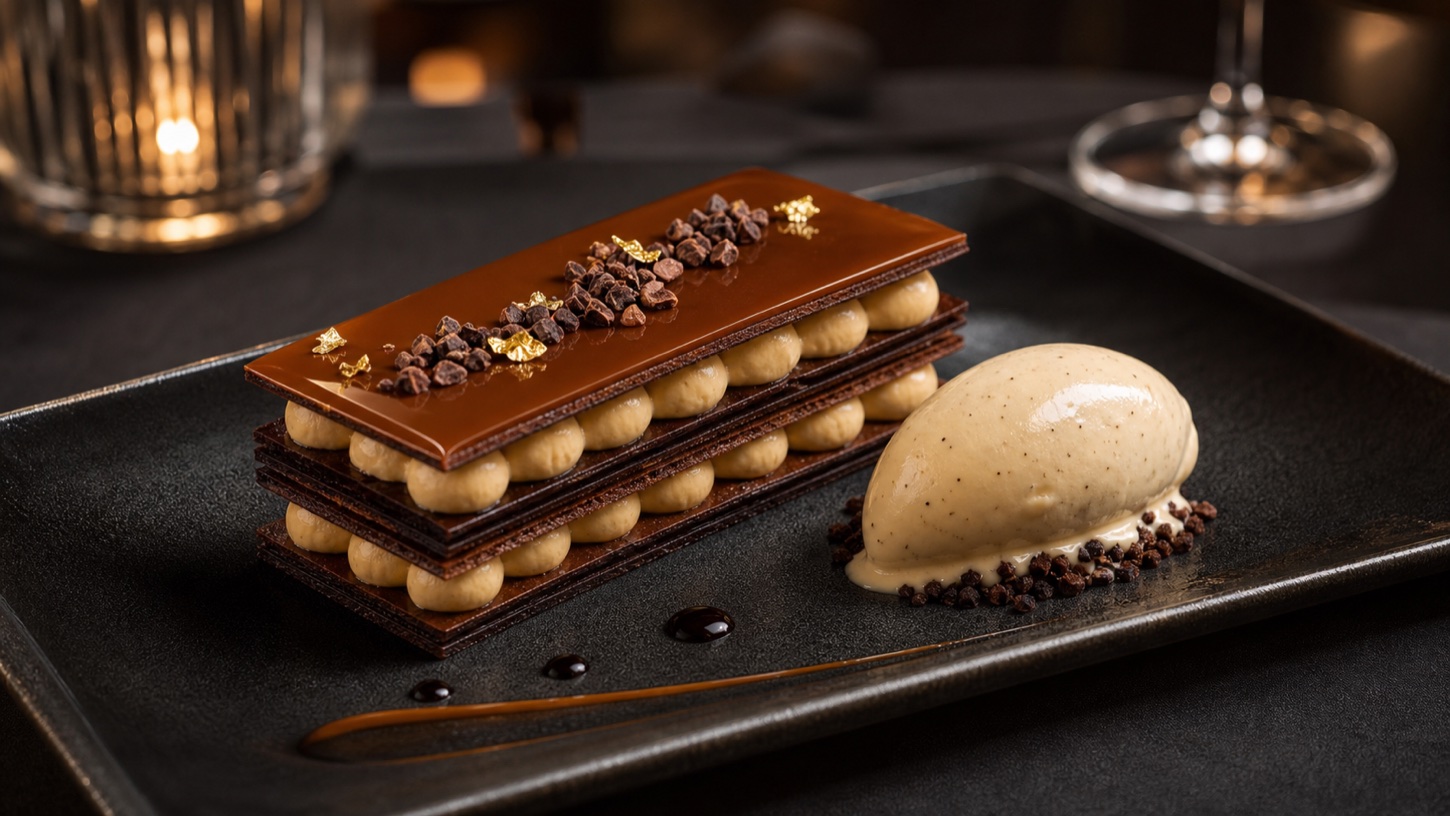 Fine dining chocolate dessert
